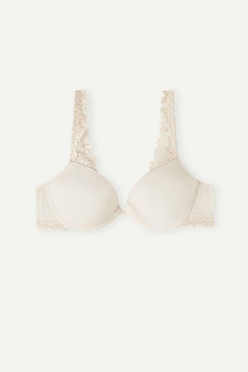 Intimissimi Pretty Flowers Microfiber Bellissima Push-up Women's Bras Pink | USA 1298QZD