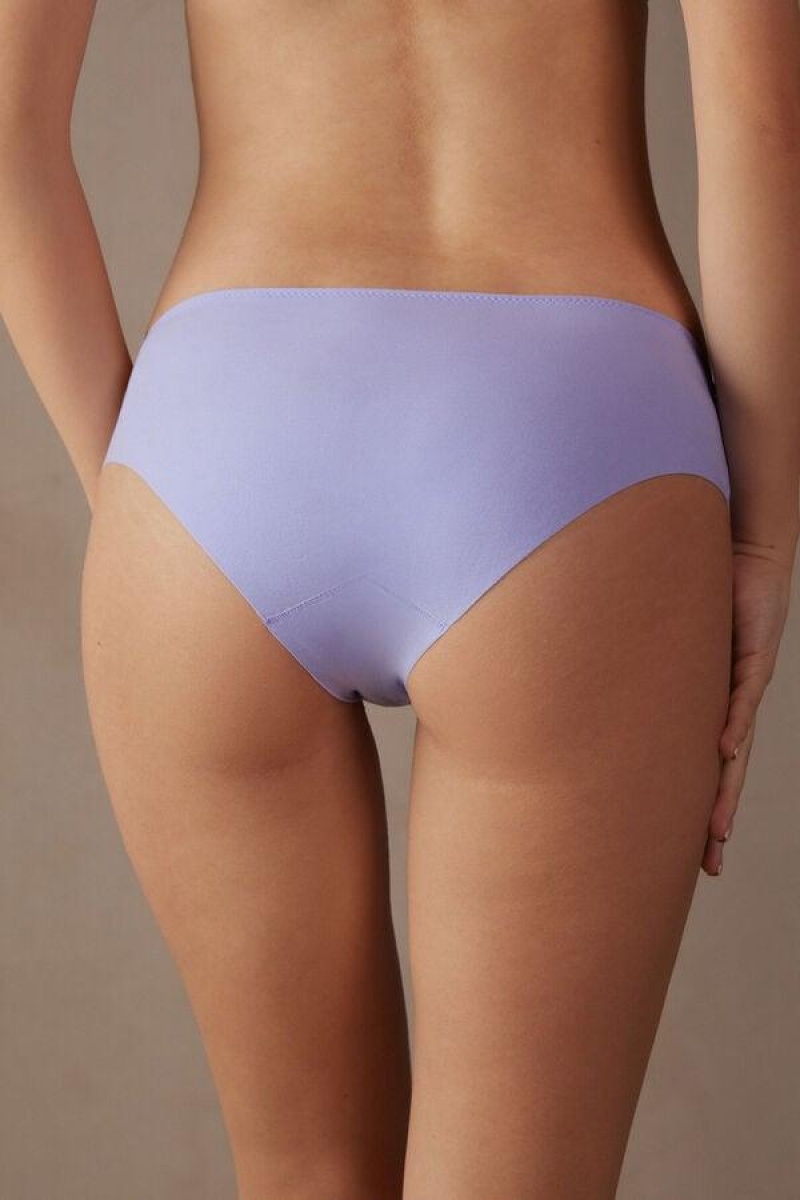 Intimissimi Pretty Flowers Seamless Cotton Women's Panties Lavender / White | USA 2359LHI