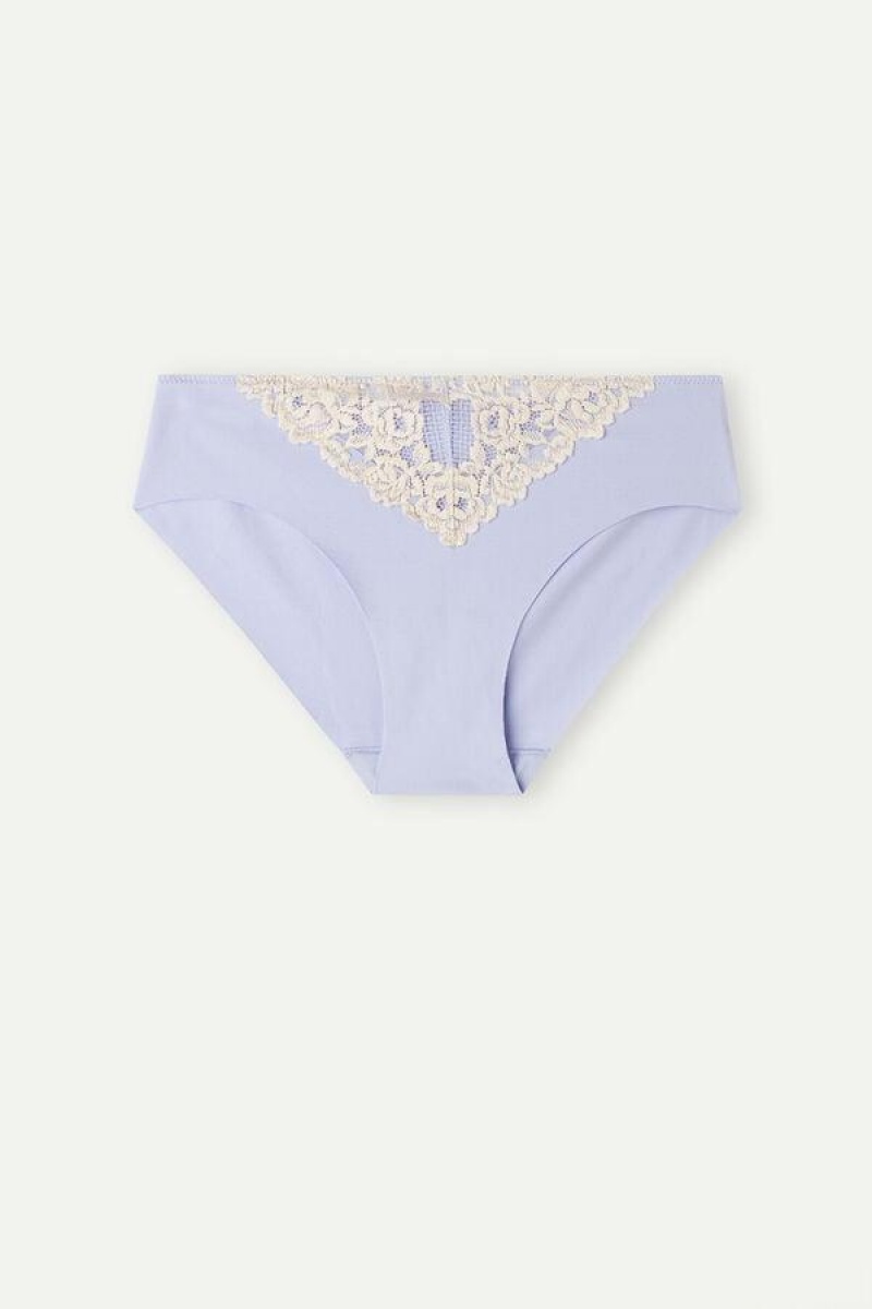 Intimissimi Pretty Flowers Seamless Cotton Women's Panties Lavender / White | USA 2359LHI