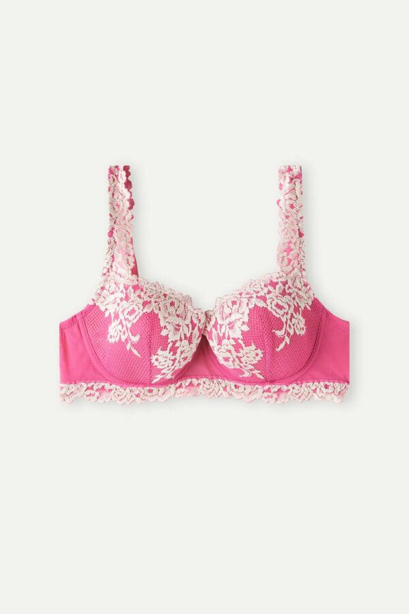 Intimissimi Pretty Flowers Sofia Balconette Women's Bras Pink / White | USA 1022APV