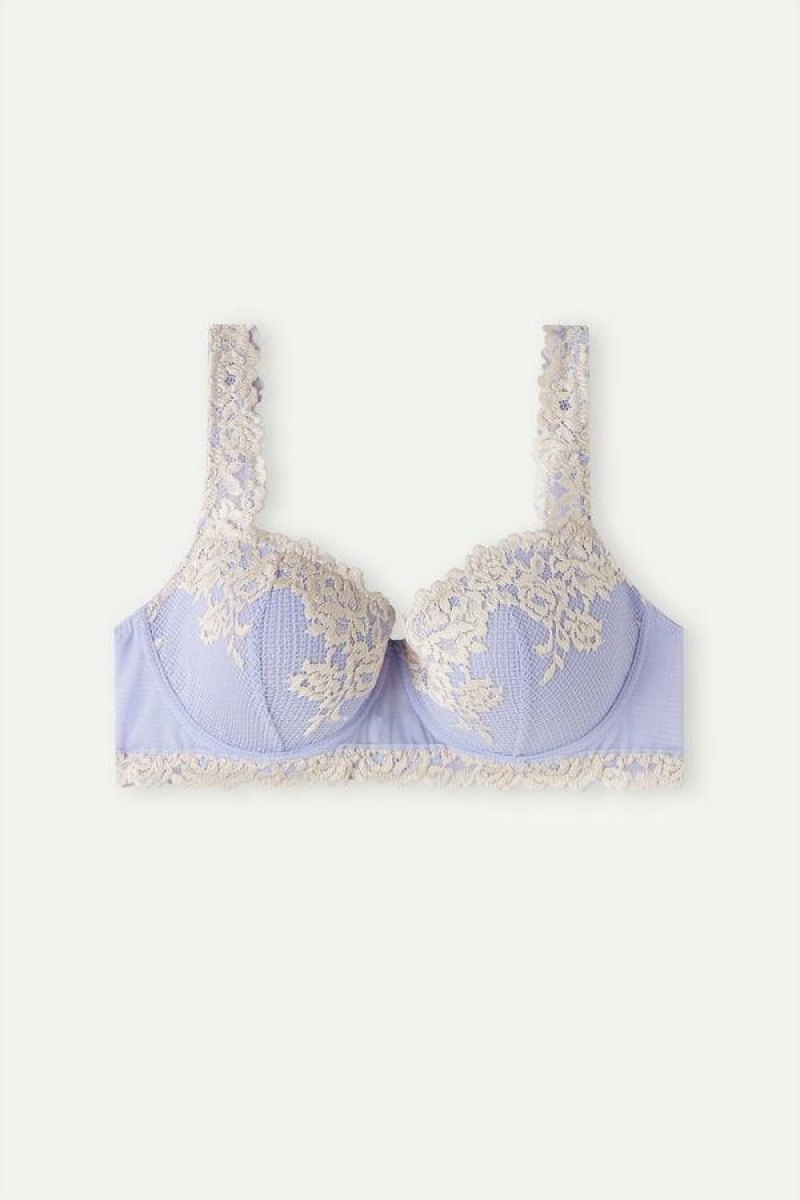 Intimissimi Pretty Flowers Sofia Balconette Women's Bras Lavender / White | USA 1486UTL