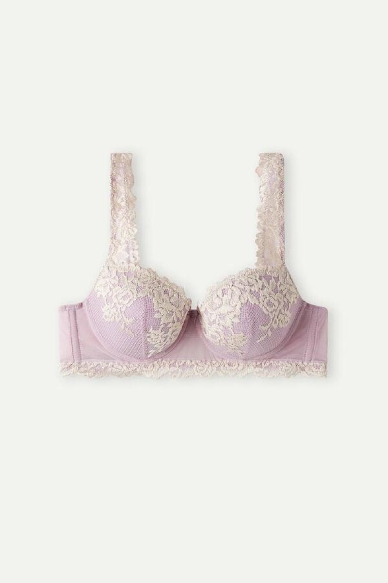 Intimissimi Pretty Flowers Sofia Balconette Women's Bras Purple / White | USA 1576LHT