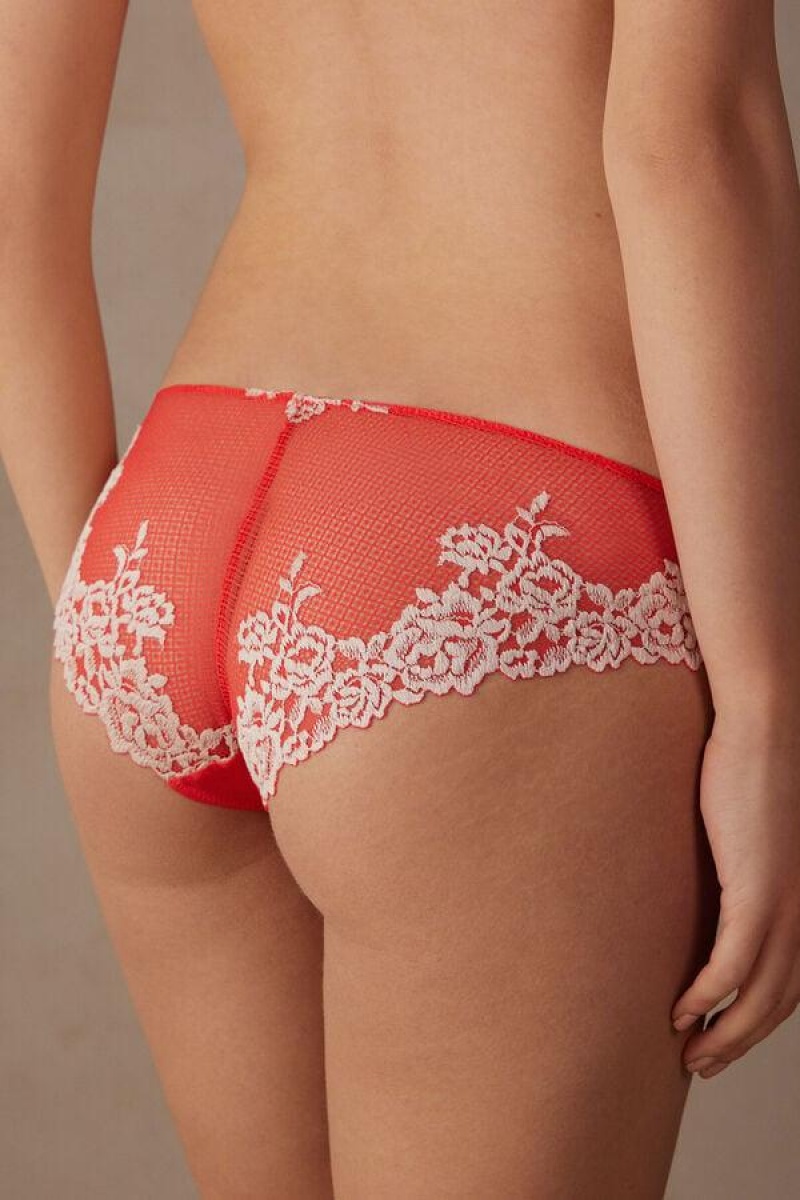 Intimissimi Pretty Flowers Women's Panties Deep Red / White | USA 2355VDR