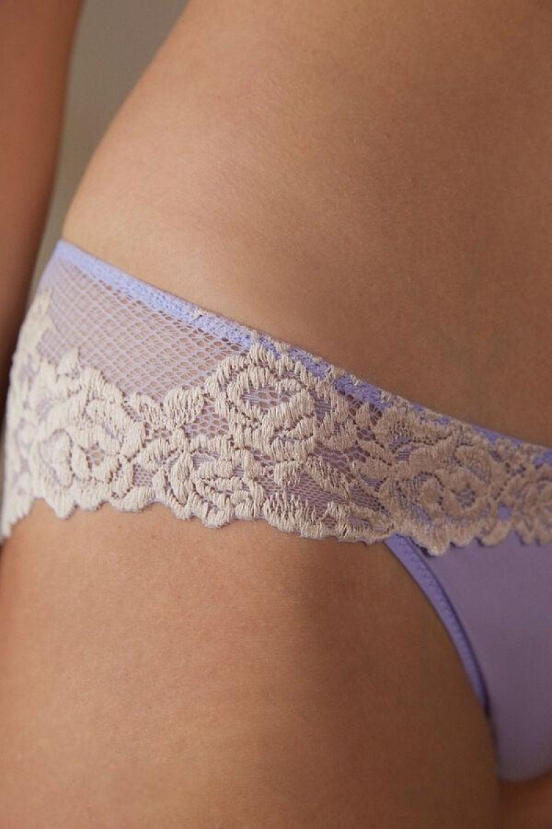 Intimissimi Pretty Flowers Women's Panties Lavender / White | USA 2358ZGU