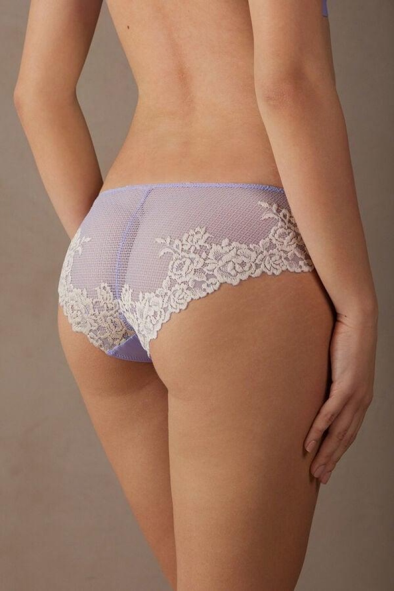 Intimissimi Pretty Flowers Women's Panties Lavender / White | USA 2358ZGU