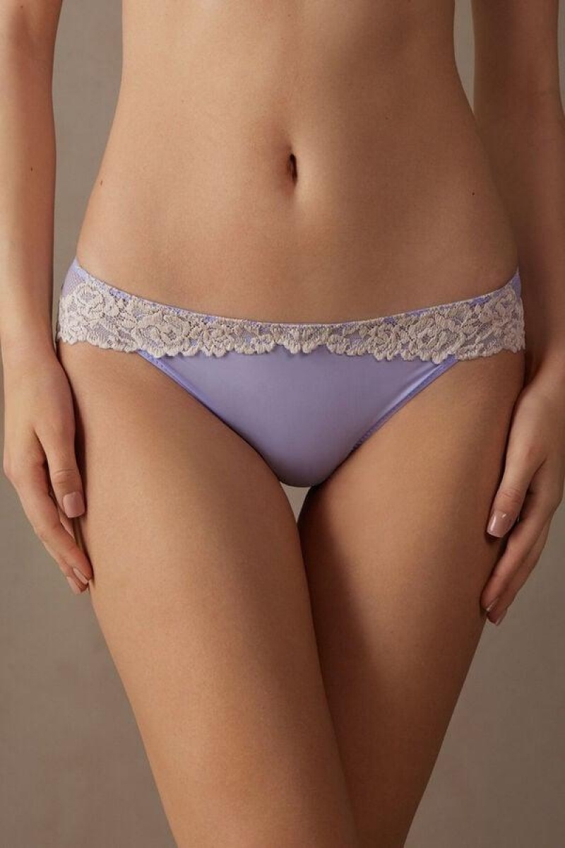 Intimissimi Pretty Flowers Women\'s Panties Lavender / White | USA 2358ZGU