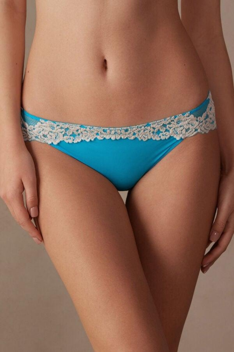 Intimissimi Pretty Flowers Women\'s Panties Turquoise / White | USA 2360KIO