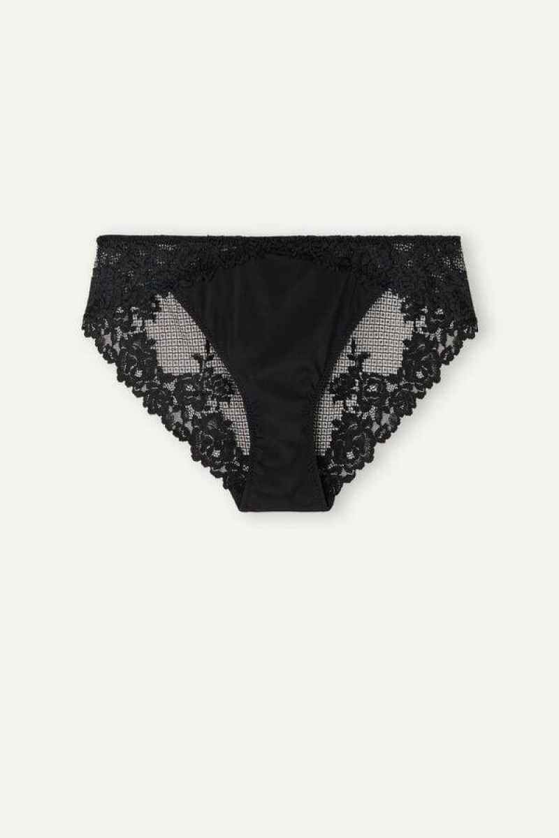 Intimissimi Pretty Flowers Women's Panties Black | USA 2402WYN