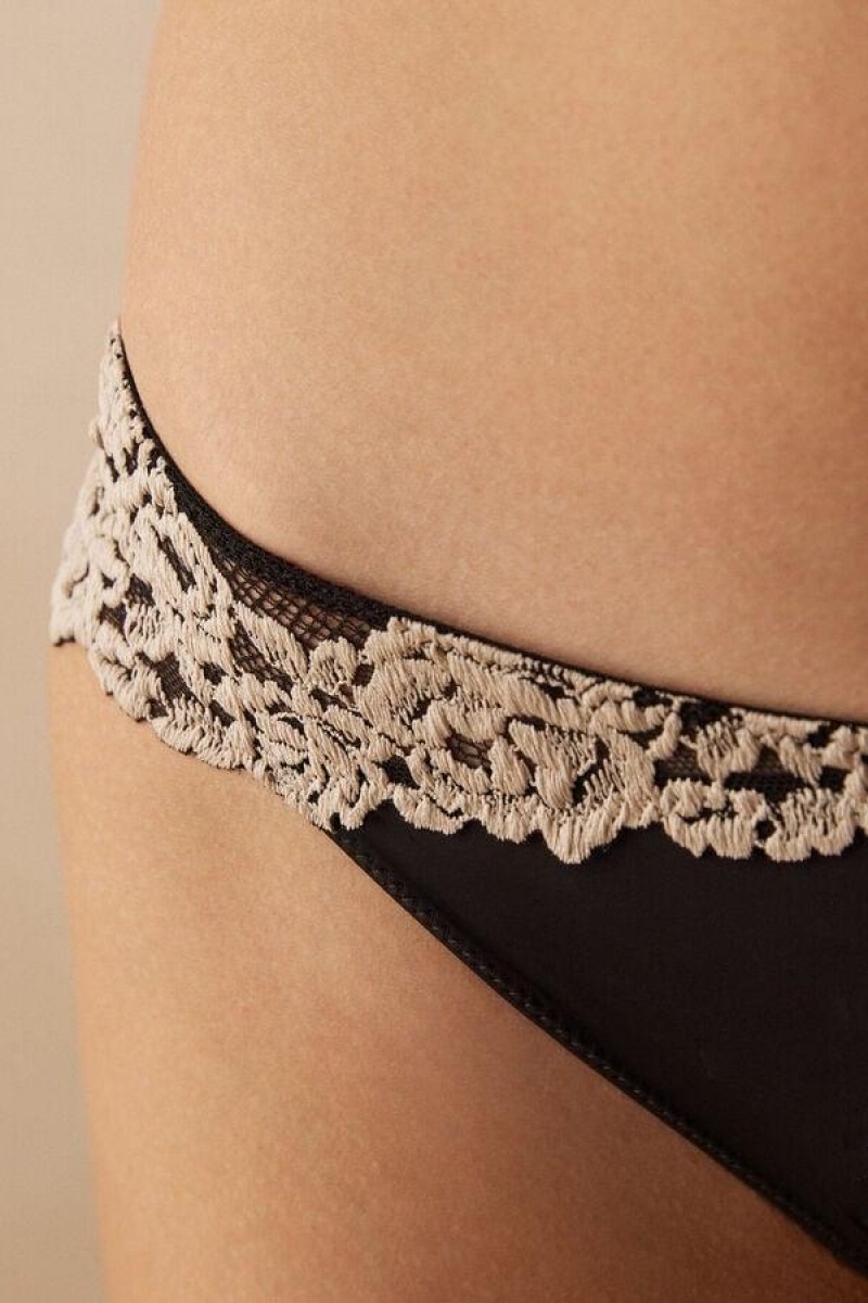 Intimissimi Pretty Flowers Women's Panties Black / White | USA 2416FMD