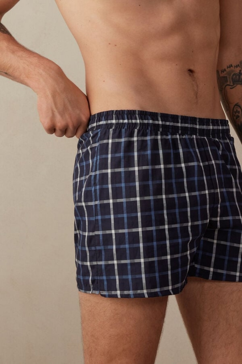 Intimissimi Print Detailed Men's Boxer Blue | USA 2624GLD