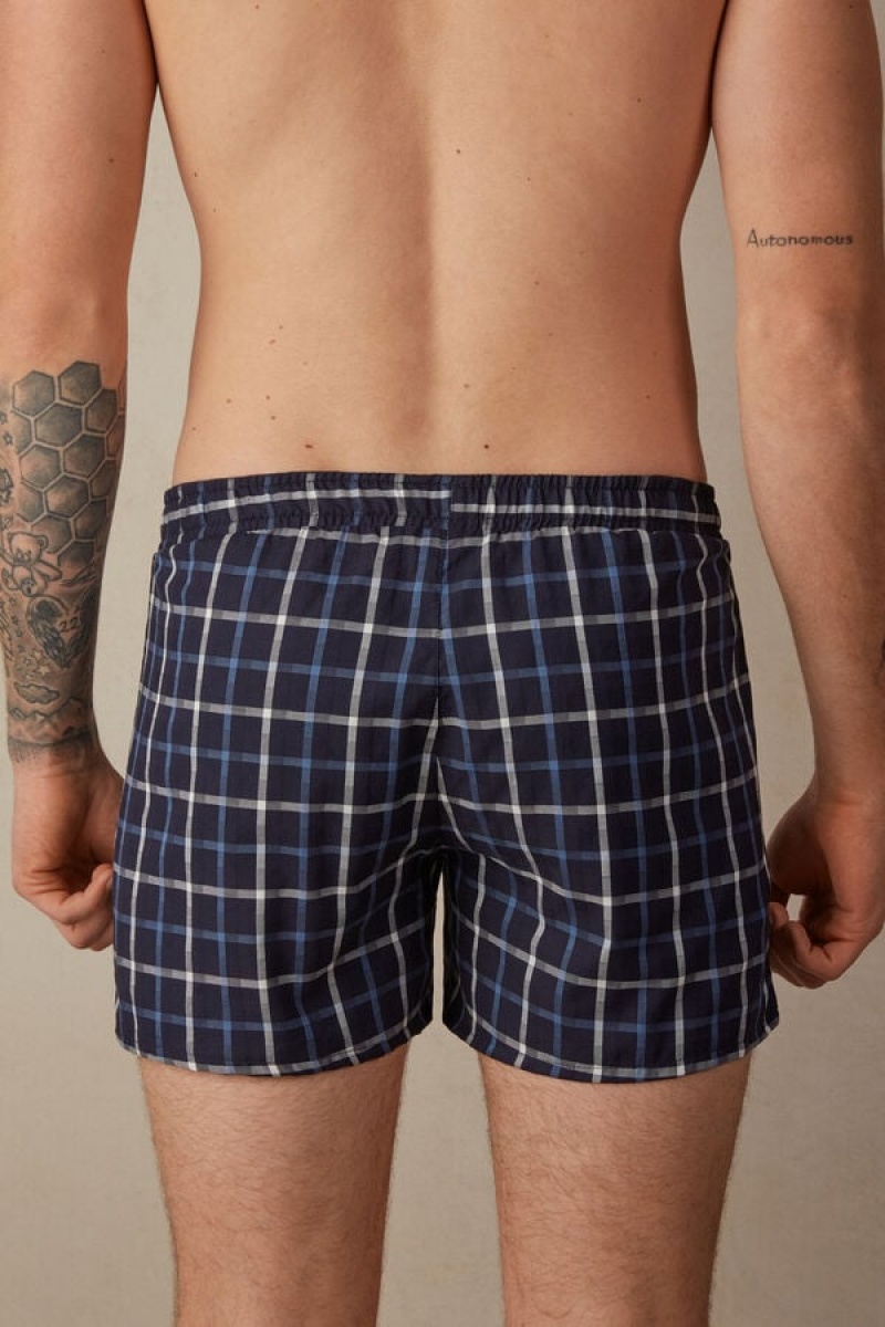 Intimissimi Print Detailed Men's Boxer Blue | USA 2624GLD