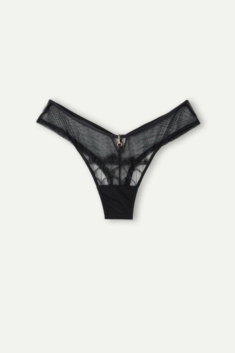 Intimissimi Pure Charme ‘80s Style Brazilian Women's Panties Black | USA 2477TVC