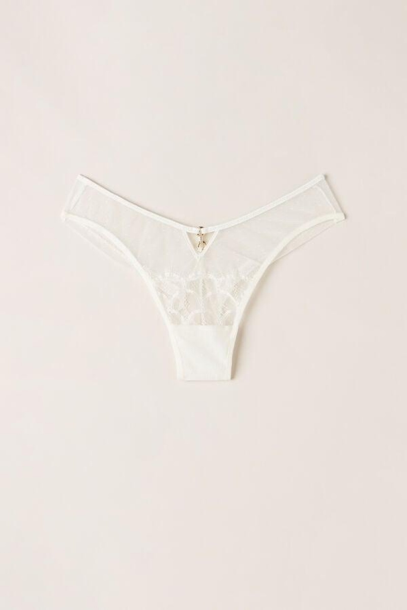 Intimissimi Pure Charme ‘80s Style Brazilian Women's Panties White | USA 2481QZM