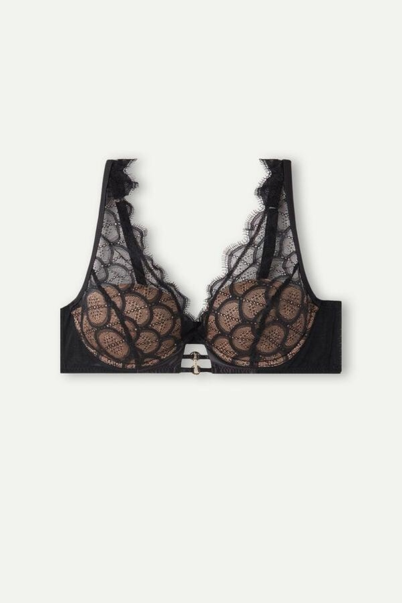 Intimissimi Pure Charme Elena Balconette Women's Bras Black | USA 1025FMM