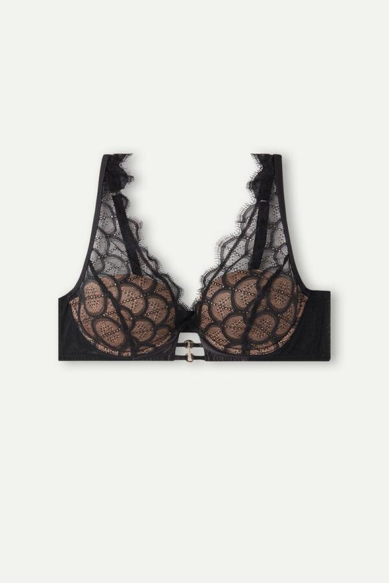 Intimissimi Pure Charme Elena Balconette Women's Bras Black | USA 1499ZGY