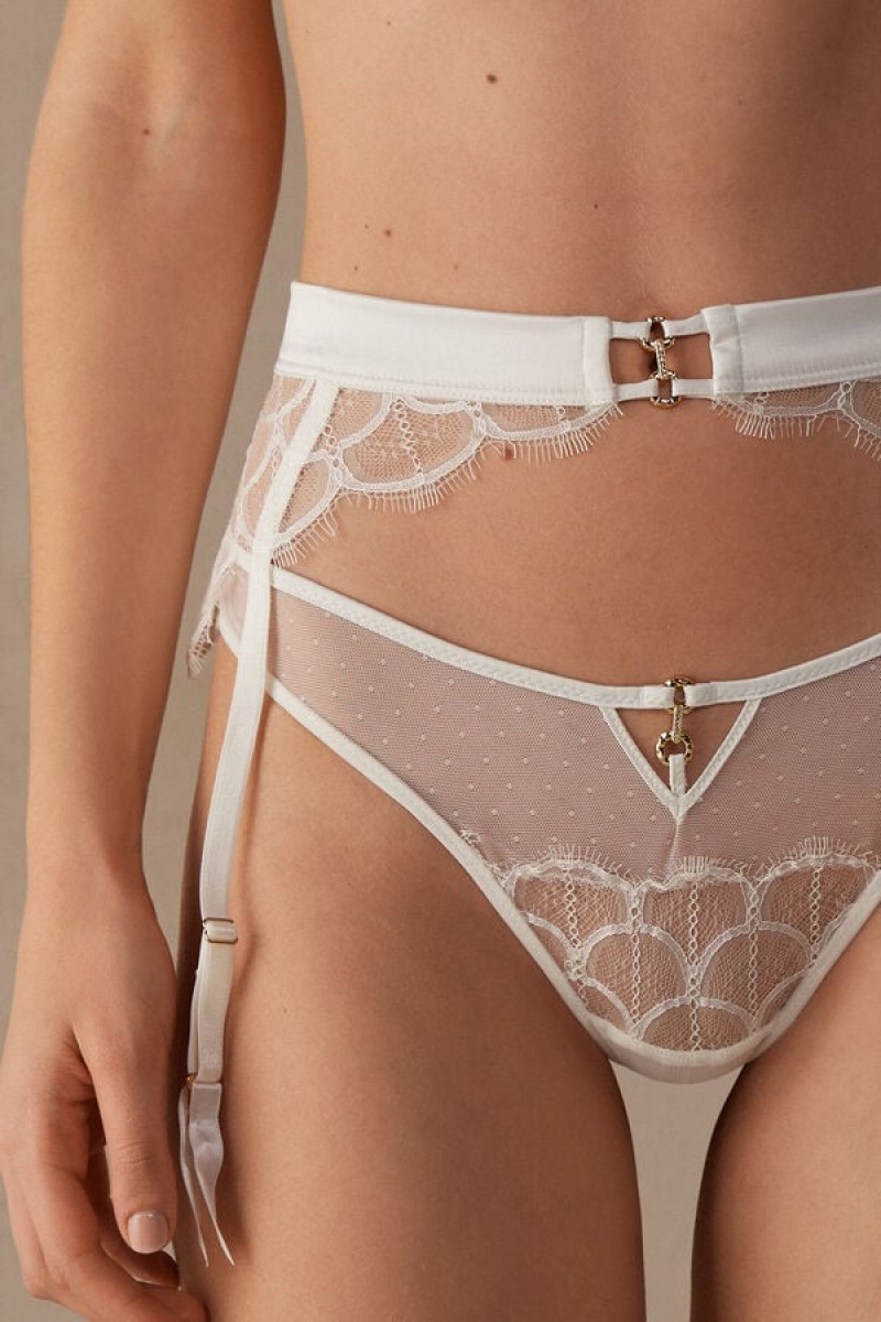 Intimissimi Pure Charme Garter Belt Women's Lingerie White | USA 1899RWH