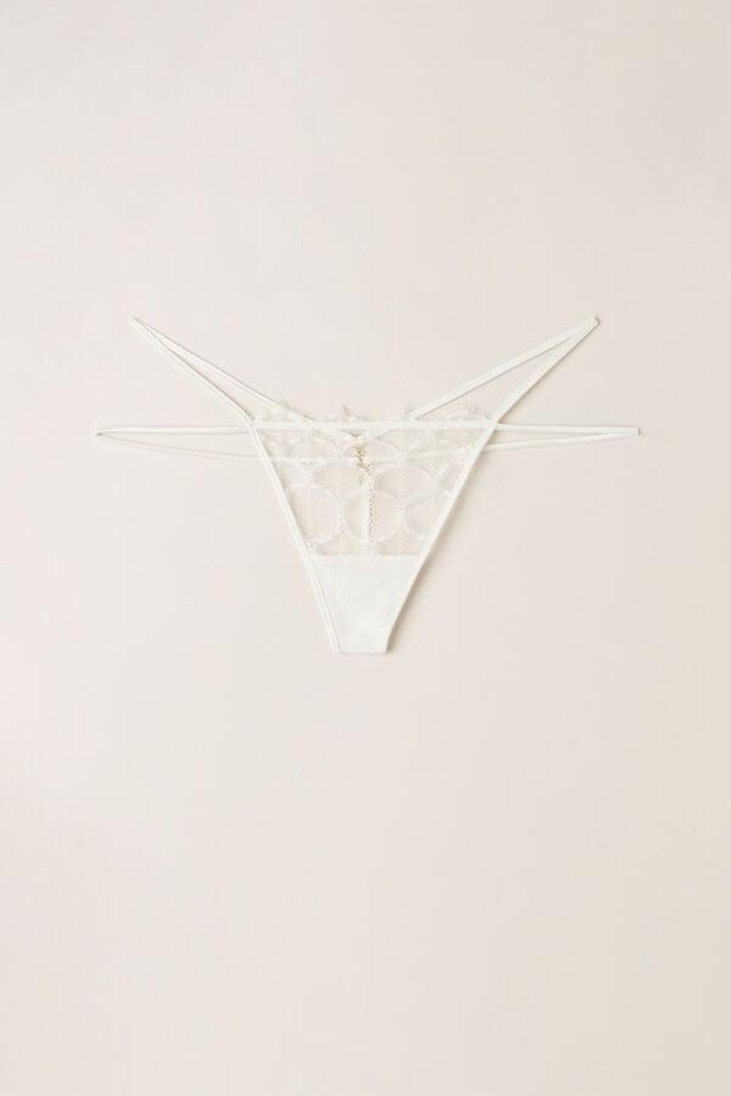 Intimissimi Pure Charme String Thong Women's Panties White | USA 2254XFU