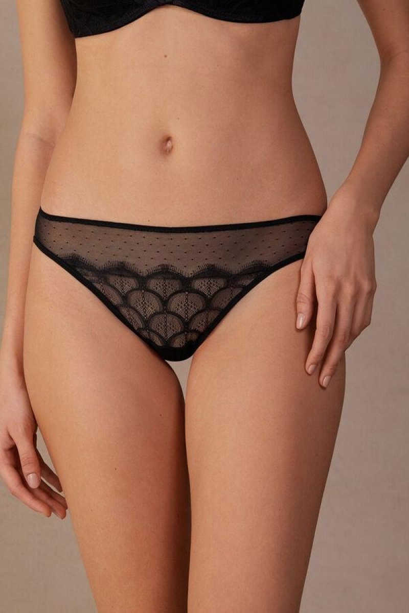 Intimissimi Pure Charme Women\'s Panties Black | USA 2366SOG