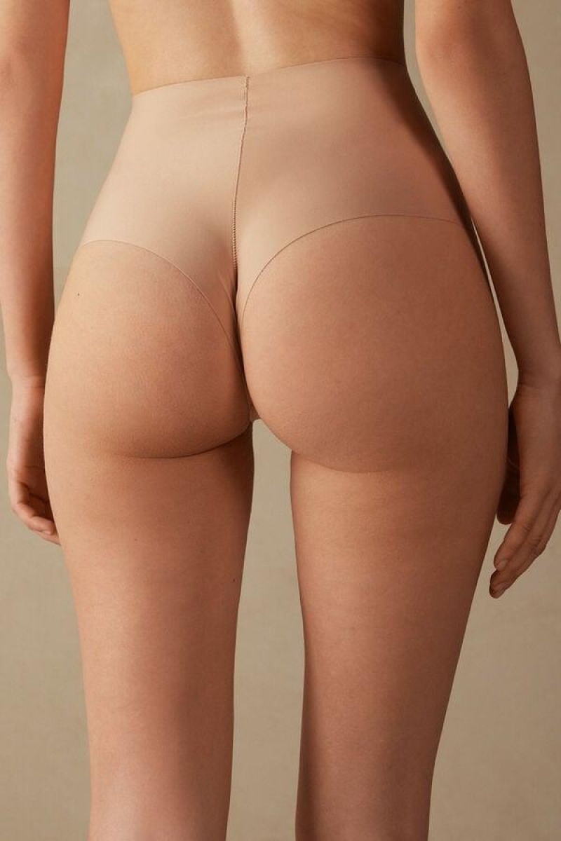 Intimissimi Raw-Cut Microfiber French Knickers Women's Panties Beige | USA 2323EXB