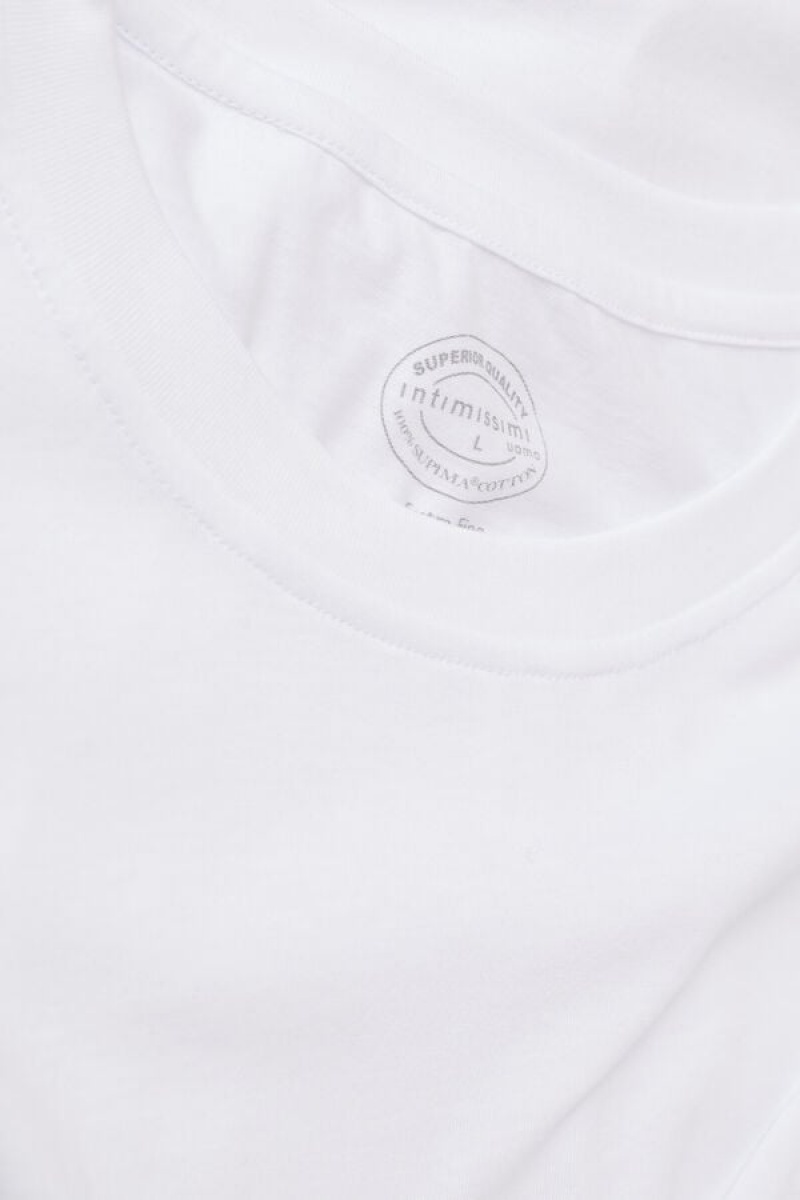 Intimissimi Regular Fit in Extrafine Supima® Cotton Men's T Shirts White | USA 3032YUT