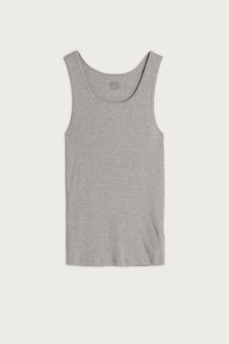 Intimissimi Ribbed Supima Cotton Men's Tank Top Light Grey | USA 3041VDF