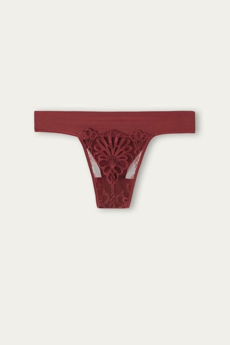 Intimissimi Romantic Life Brazilian Women's Panties Dark Red | USA 2513XFY