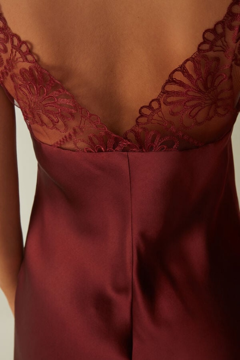 Intimissimi Romantic Life Silk Chemise Women's Lingerie Dark Red | USA 1928UTL