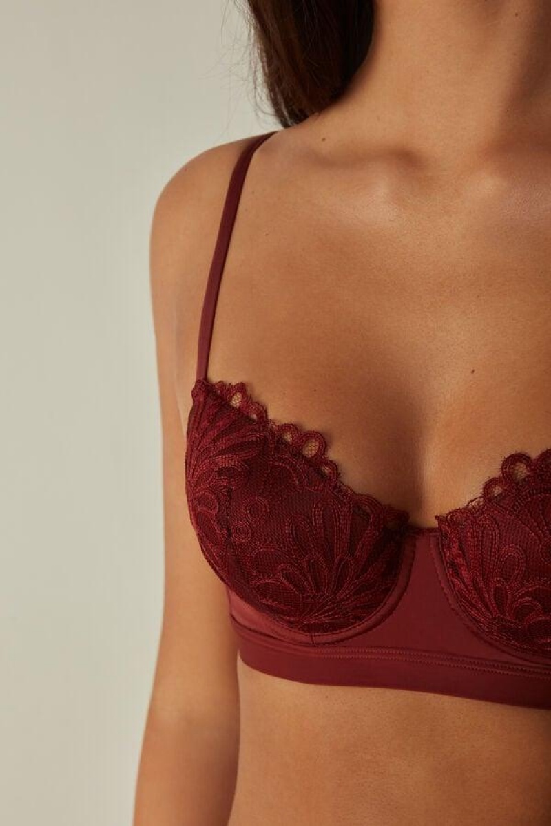 Intimissimi Romantic Life Sofia Balconette Women's Bras Dark Red | USA 1582NBA