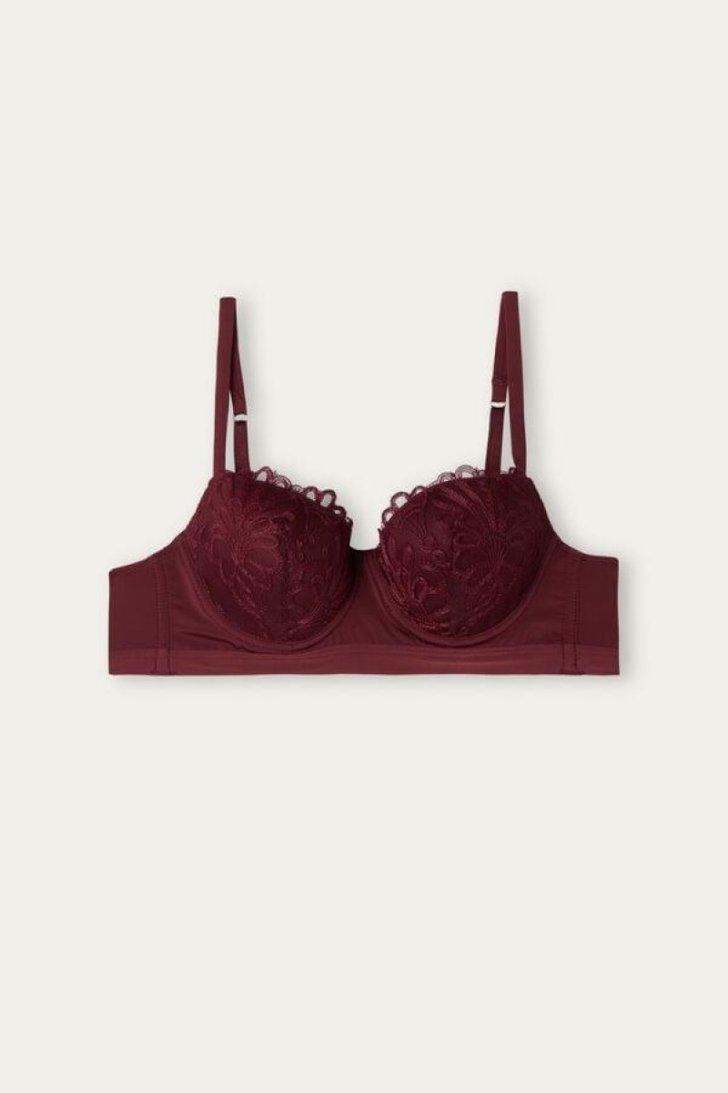 Intimissimi Romantic Life Sofia Balconette Women's Bras Dark Red | USA 1582NBA