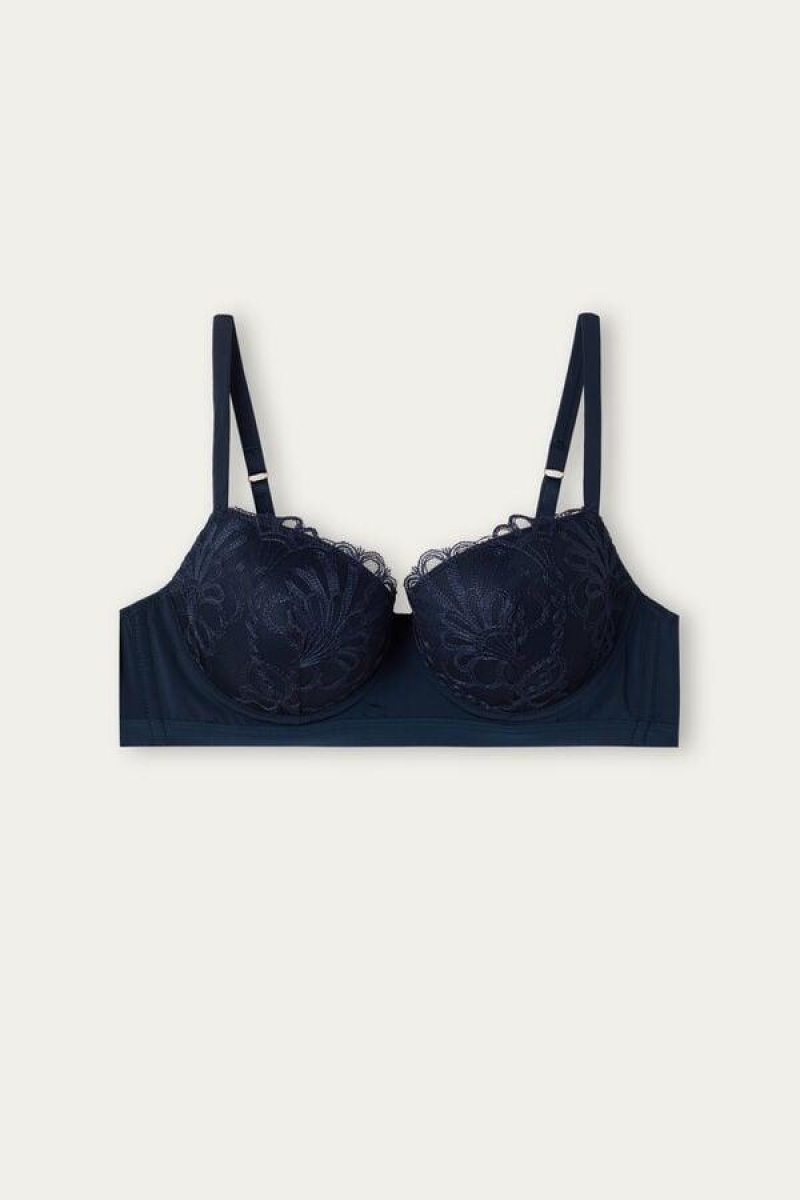 Intimissimi Romantic Life Sofia Balconette Women's Bras Blue | USA 1588TVJ