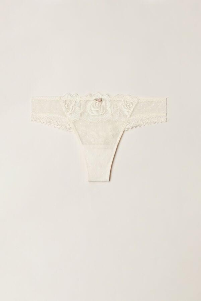 Intimissimi Scent of Roses Brazilian Women's Panties Light Yellow White | USA 2463LHI