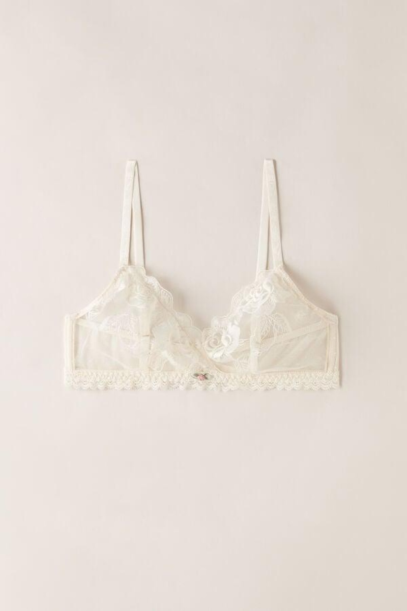 Intimissimi Scent of Roses Emma Triangle Women's Bras Light Yellow White | USA 1150ORX