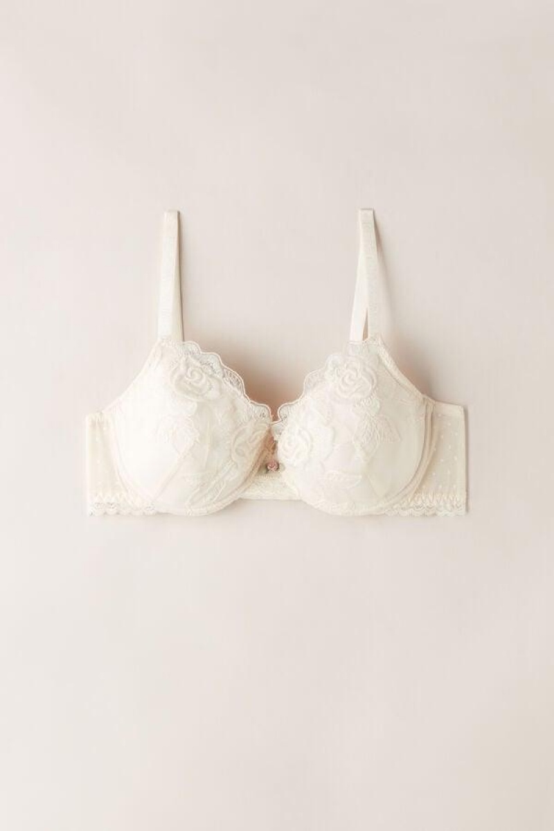 Intimissimi Scent of Roses Francesca Balconette Women's Bras Light Yellow White | USA 1466DNN