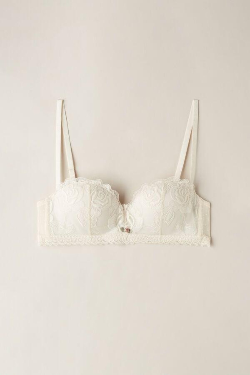 Intimissimi Scent of Roses Gioia Bandeau Women's Bras Light Yellow White | USA 1199YUK