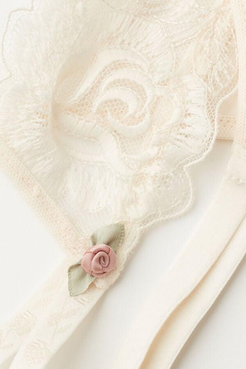 Intimissimi Scent of Roses String Thong Women's Panties Light Yellow White | USA 2236EXG