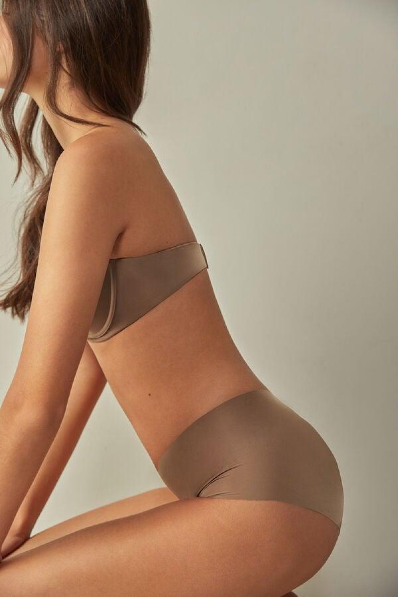 Intimissimi Seamless Microfiber Hipster Women's Panties Dark Beige | USA 2327NBW