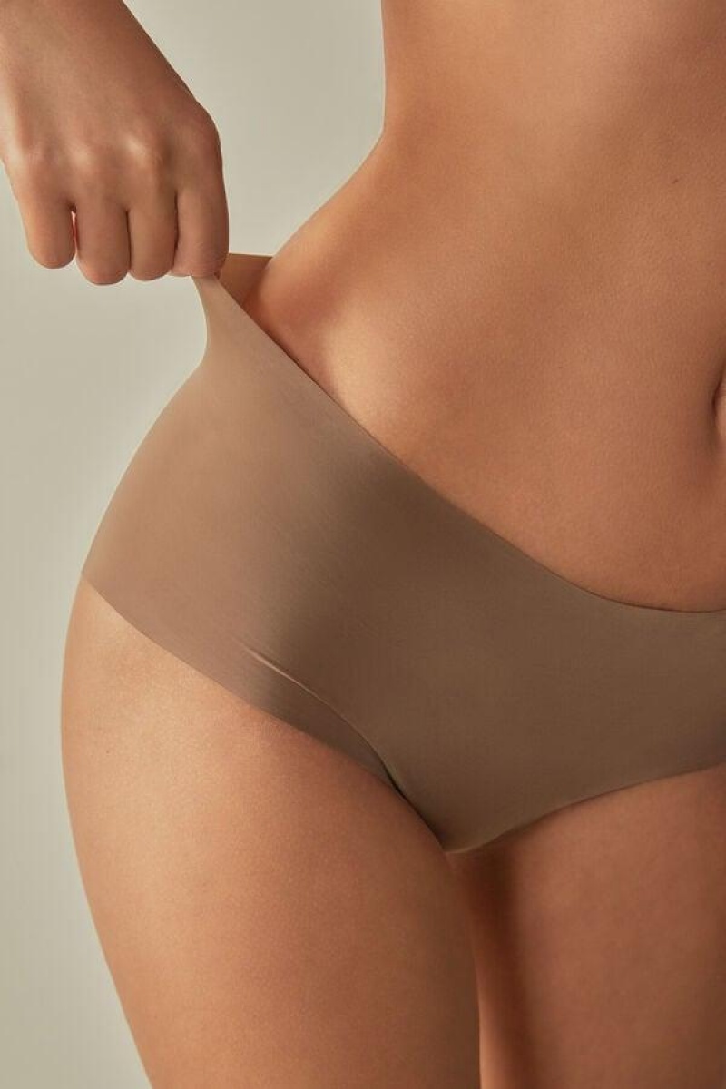 Intimissimi Seamless Microfiber Hipster Women's Panties Dark Beige | USA 2327NBW