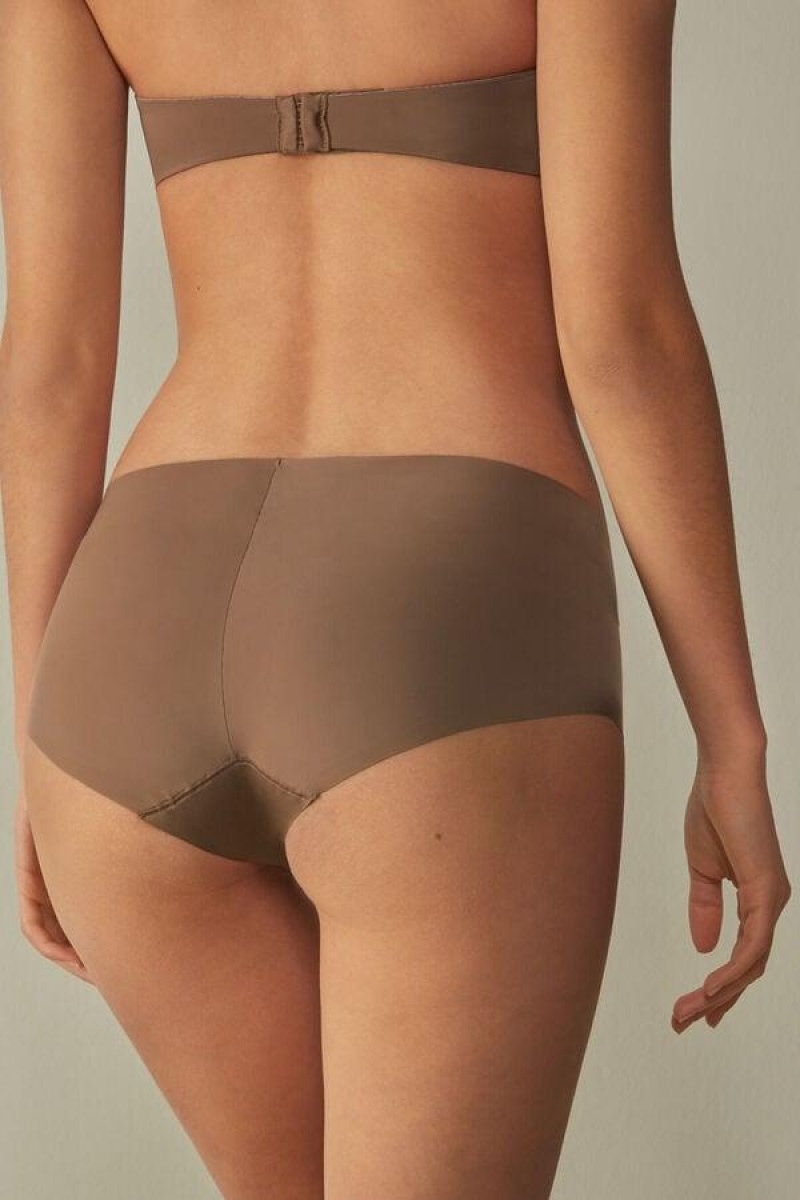 Intimissimi Seamless Microfiber Hipster Women's Panties Dark Beige | USA 2327NBW