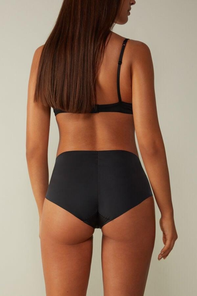 Intimissimi Seamless Microfiber Hipster Women's Panties Black | USA 2334KIO