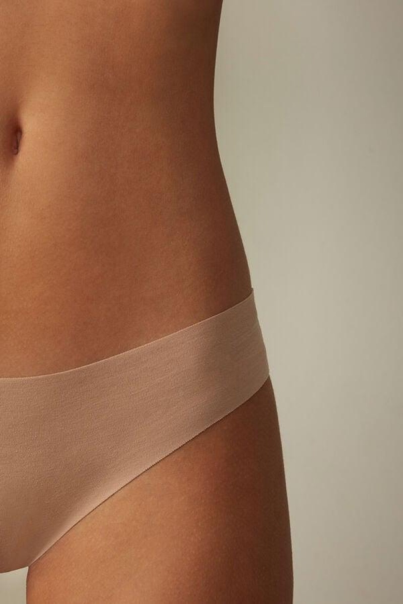 Intimissimi Seamless Supima® Cotton Brazilian Women's Panties Beige | USA 2562BCE