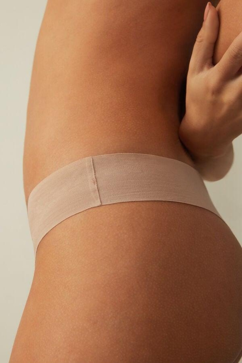 Intimissimi Seamless Supima® Cotton Brazilian Women's Panties Beige | USA 2562BCE