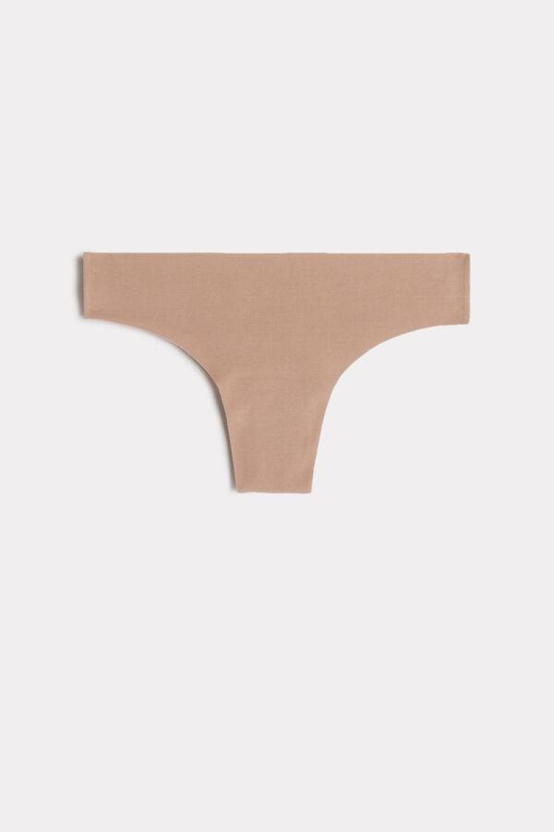 Intimissimi Seamless Supima® Cotton Brazilian Women's Panties Beige | USA 2562BCE