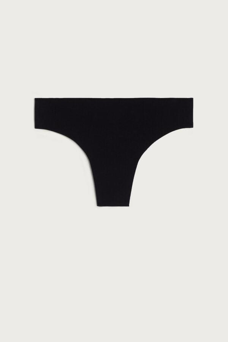 Intimissimi Seamless Supima® Cotton Brazilian Women's Panties Black | USA 2564CET