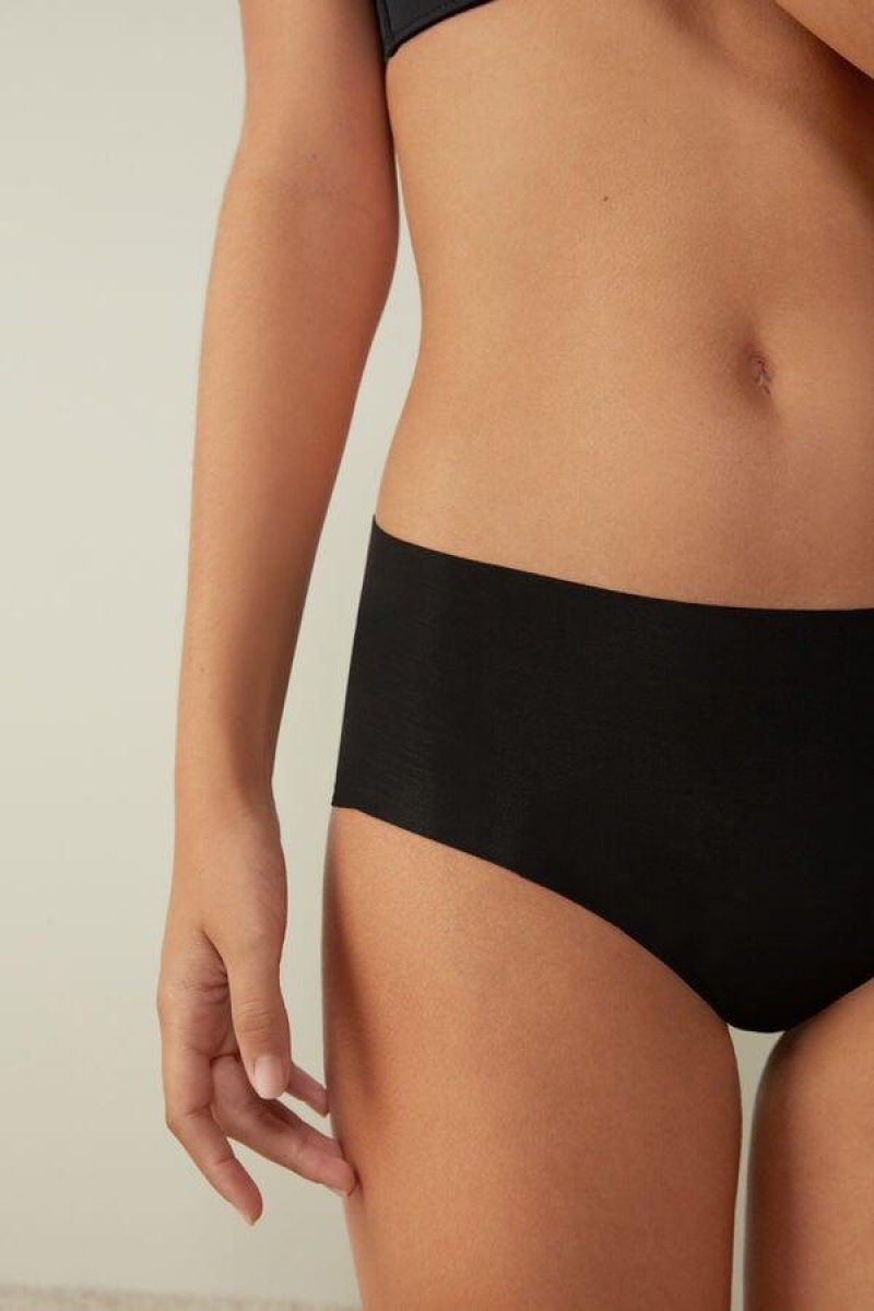 Intimissimi Seamless Supima® Cotton Hipster Women's Panties Black | USA 2332ZGU