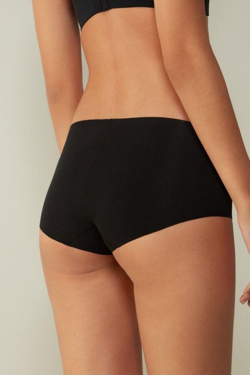 Intimissimi Seamless Supima® Cotton Hipster Women's Panties Black | USA 2332ZGU