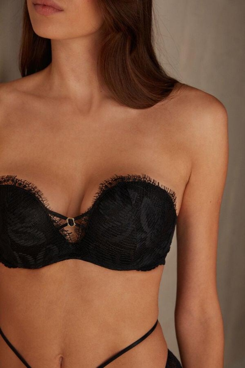 Intimissimi Sensual Unbounded Monica Bandeau Women's Bras Black | USA 1051FMM