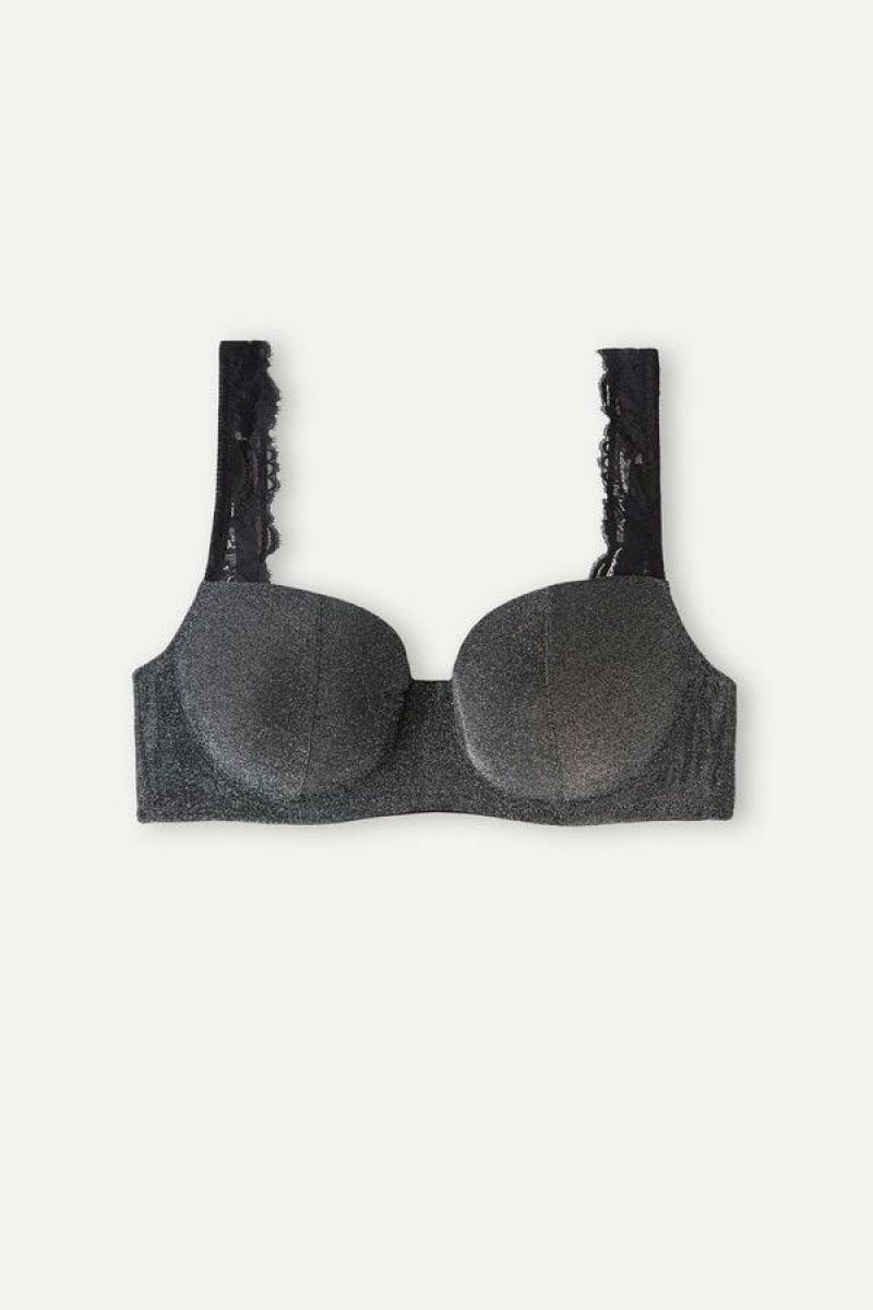 Intimissimi Shimmer All Night Love Sofia Balconette Women's Bras Silver | USA 1033CEI