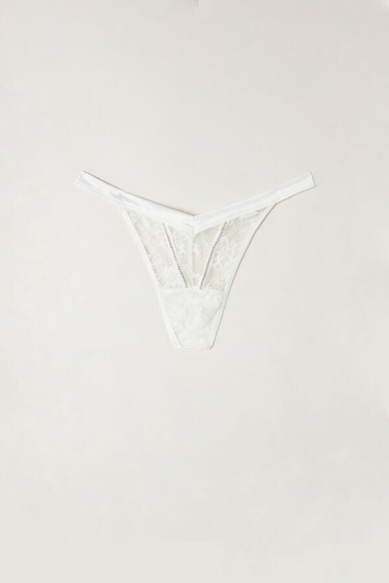 Intimissimi Shine High Like Stars ‘80s Style Thong Women's Panties White | USA 2264TVJ