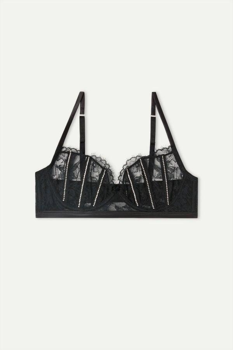 Intimissimi Shine High Like Stars Balconette Women's Bras Black | USA 1036NBA