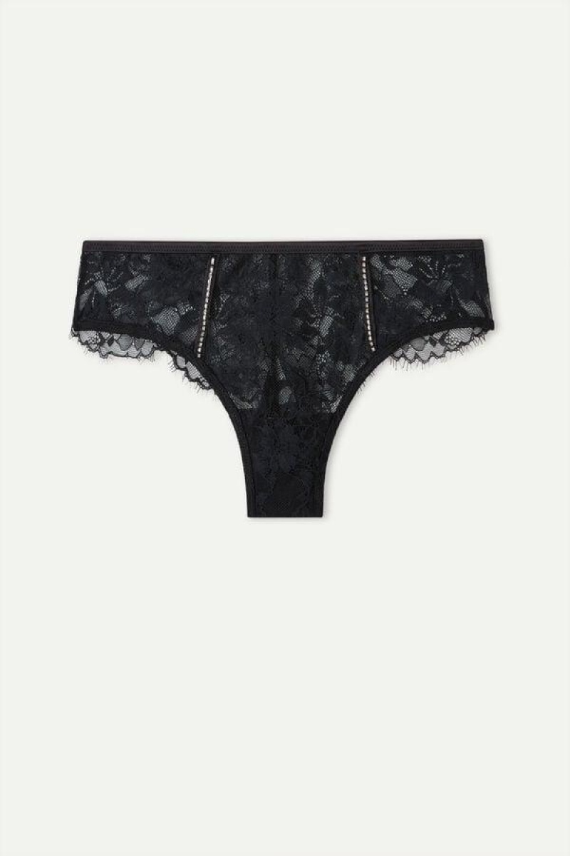 Intimissimi Shine High Like Stars Brazilian Women's Panties Black | USA 2498PQJ